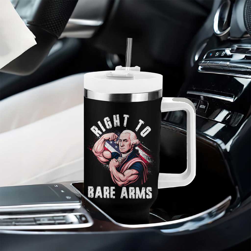 Funny Right To Bare Arms Tumbler With Handle 4th Of July Gym George Washington - Wonder Print Shop