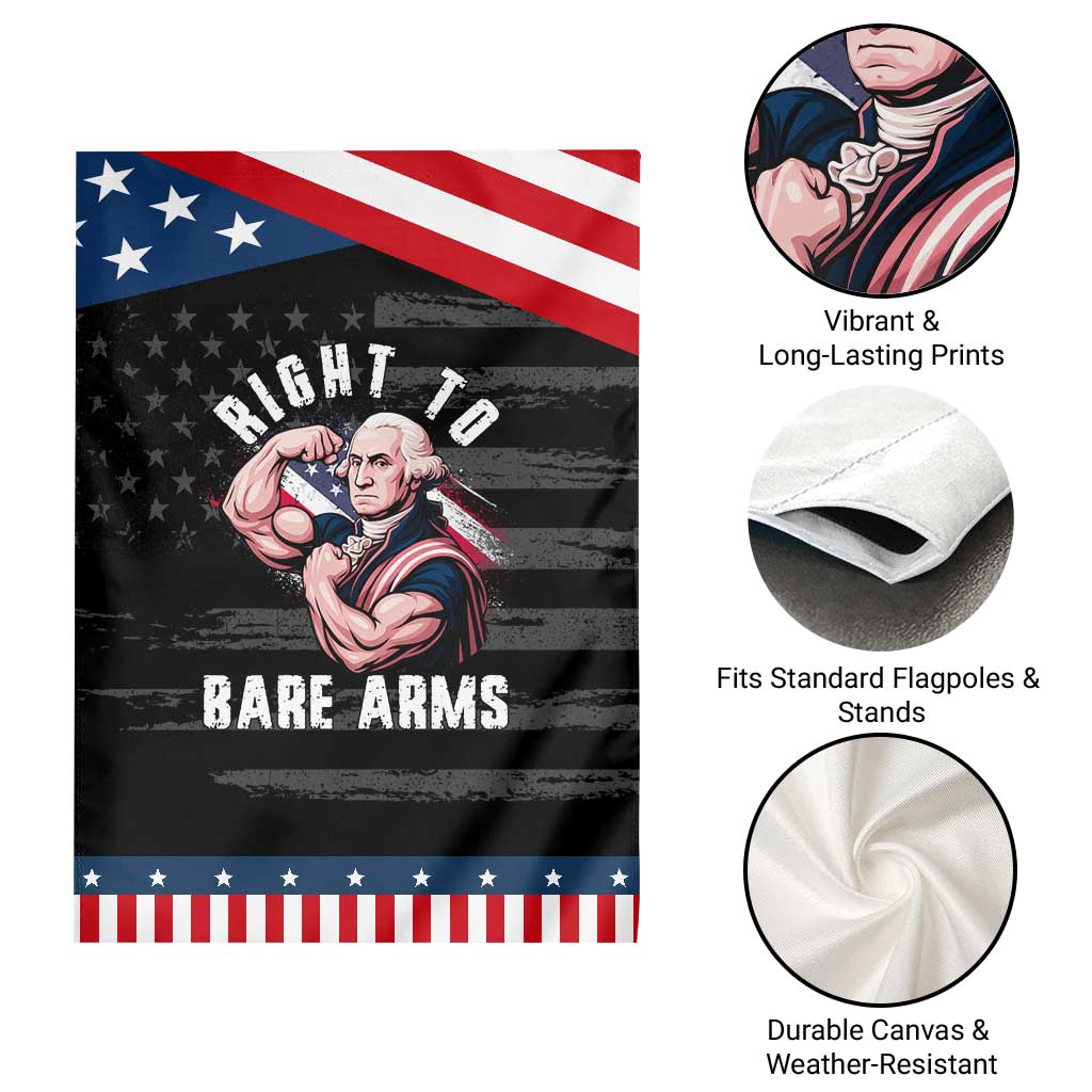 Funny Right To Bare Arms Patriotic Garden Flag 4th Of July Gym George Washington