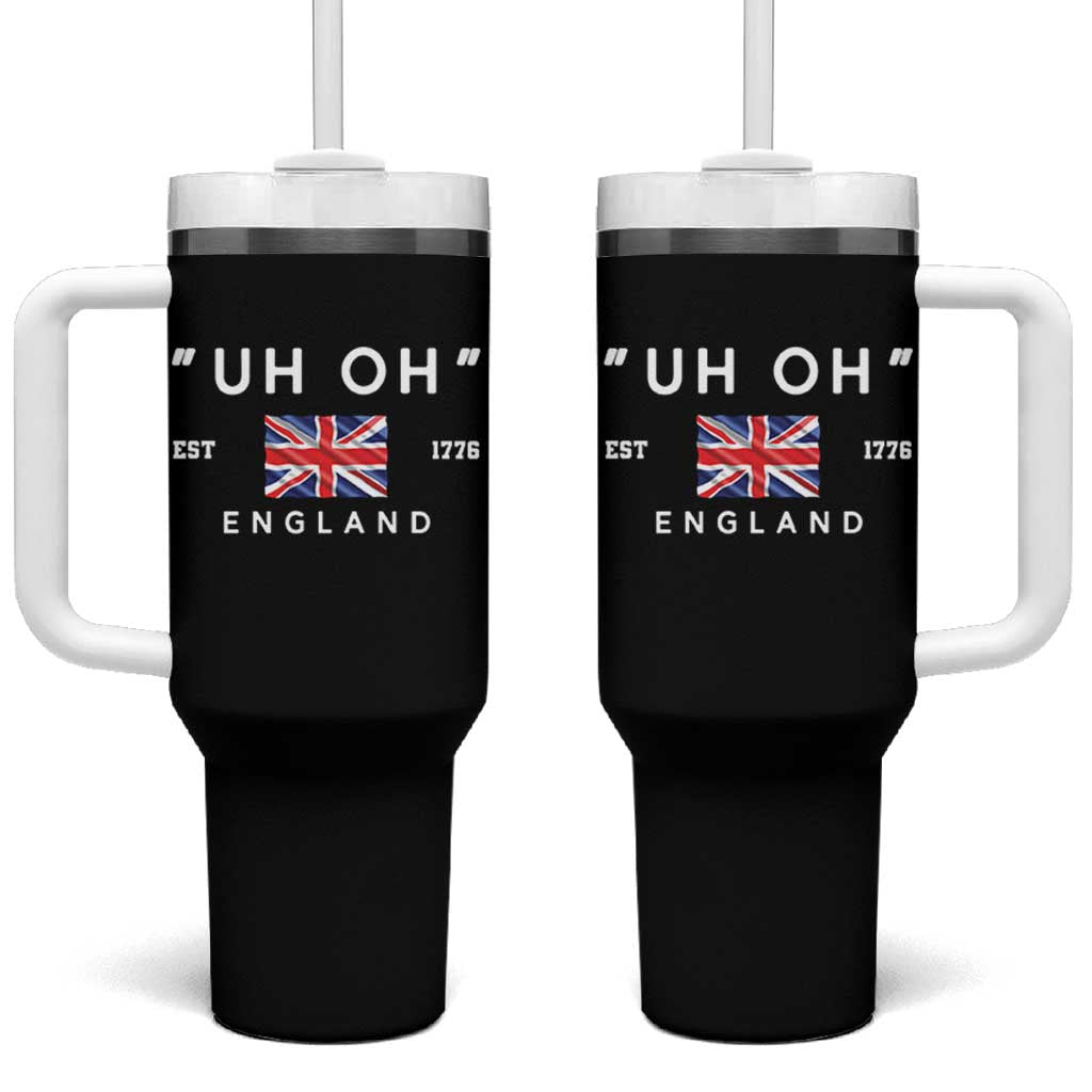 Funny Uh Oh England 1776 Tumbler With Handle 4th Of July USA Union Jack Flag - Wonder Print Shop