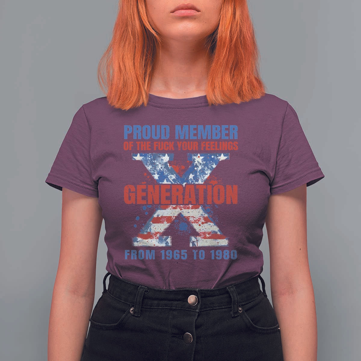 Gen X T Shirt For Women Proud Member Of The Fuck Your Feelings American Flag - Wonder Print Shop