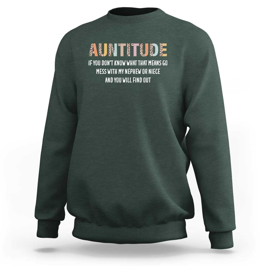 Funny Aunt Sweatshirt Auntitude Leopard Nephew Niece - Wonder Print Shop