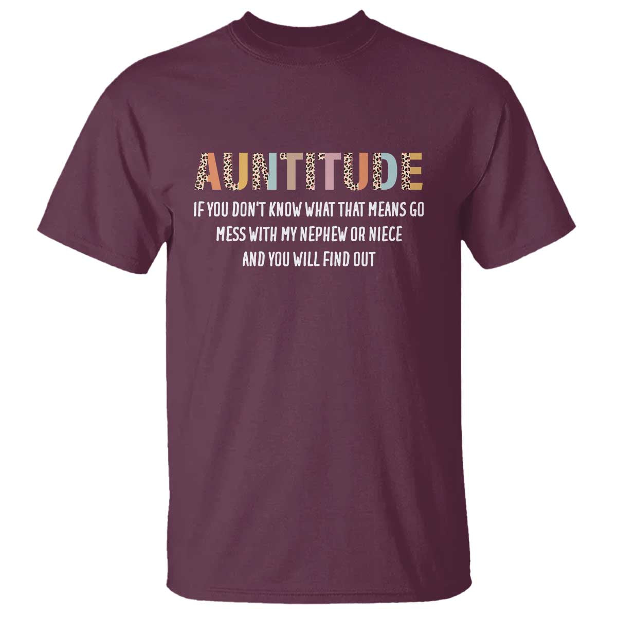 Funny Aunt T Shirt Auntitude Leopard Nephew Niece - Wonder Print Shop