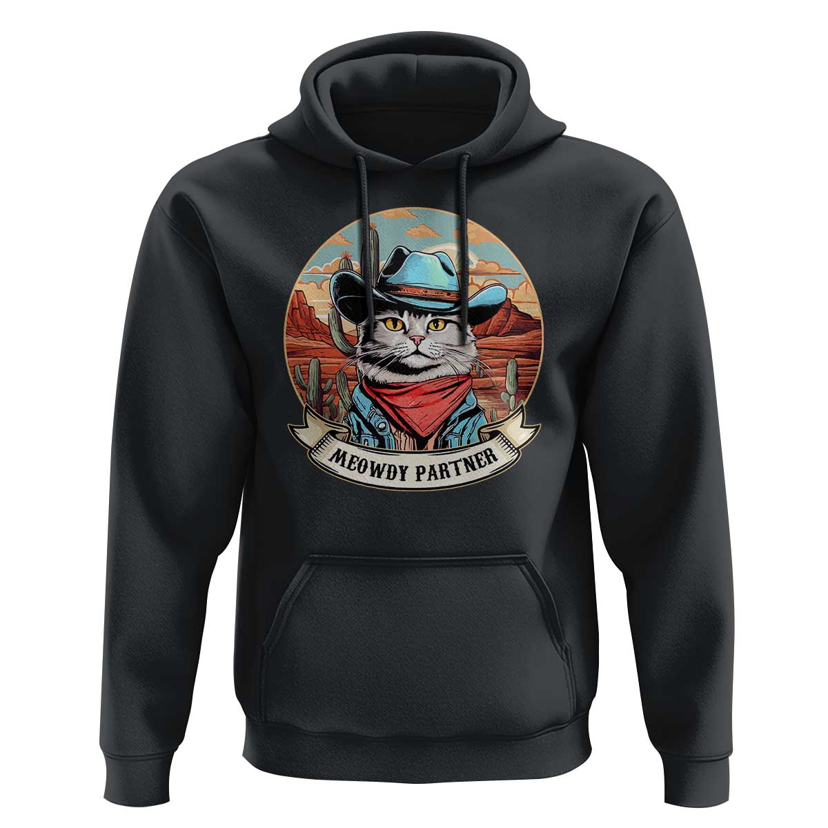 Meowdy Partner Hoodie Cowboy Cat Country Western Pet Owner - Wonder Print Shop