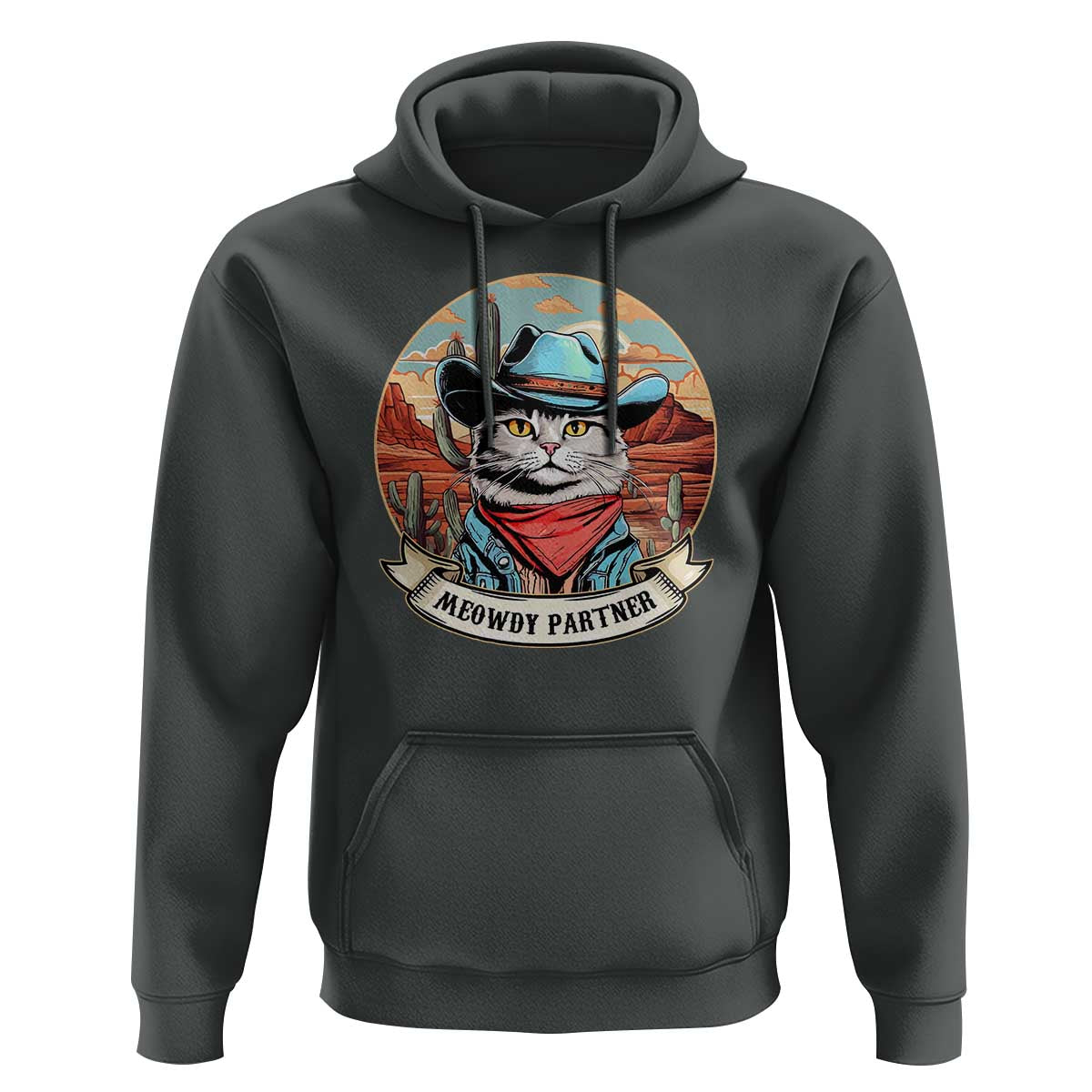 Meowdy Partner Hoodie Cowboy Cat Country Western Pet Owner - Wonder Print Shop