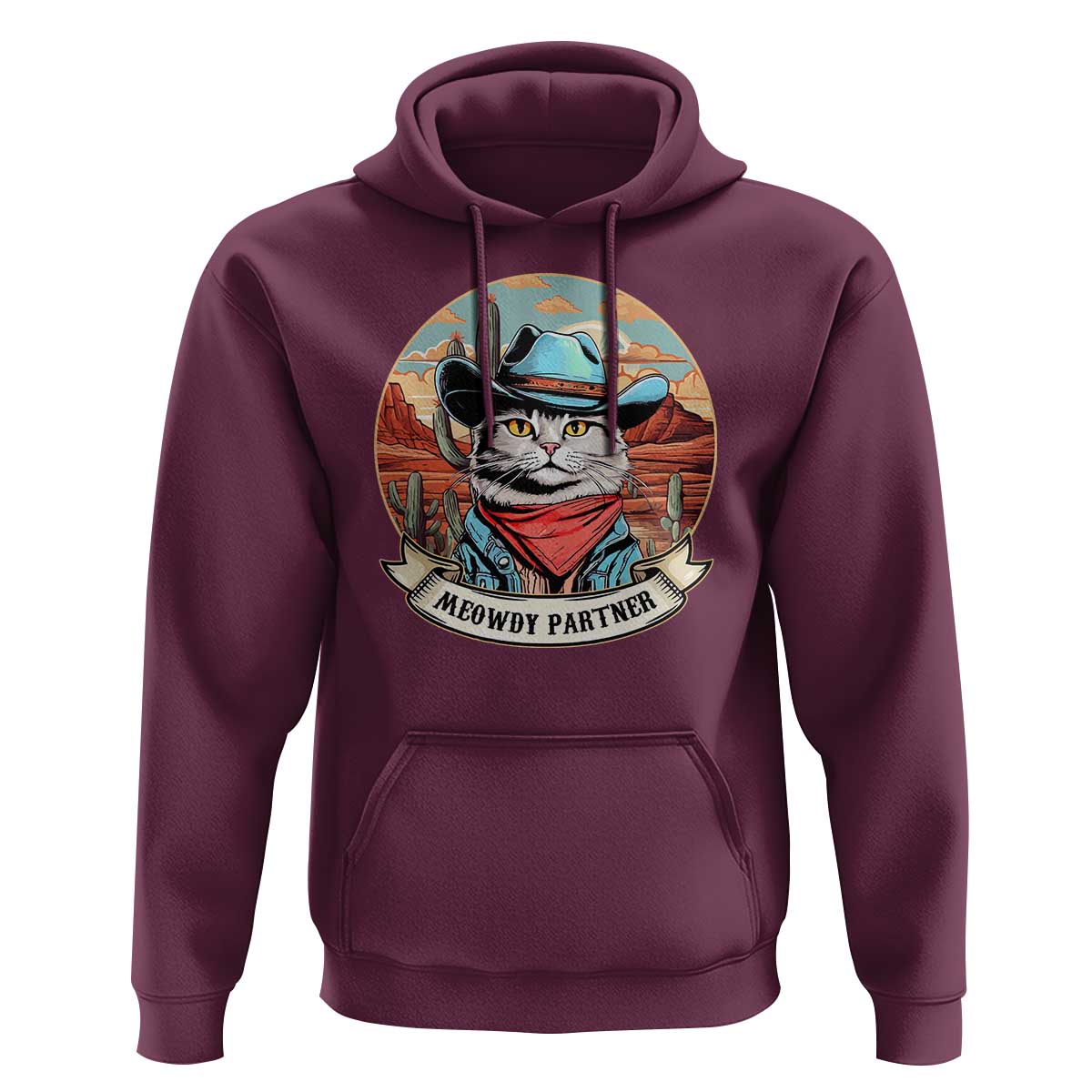 Meowdy Partner Hoodie Cowboy Cat Country Western Pet Owner - Wonder Print Shop