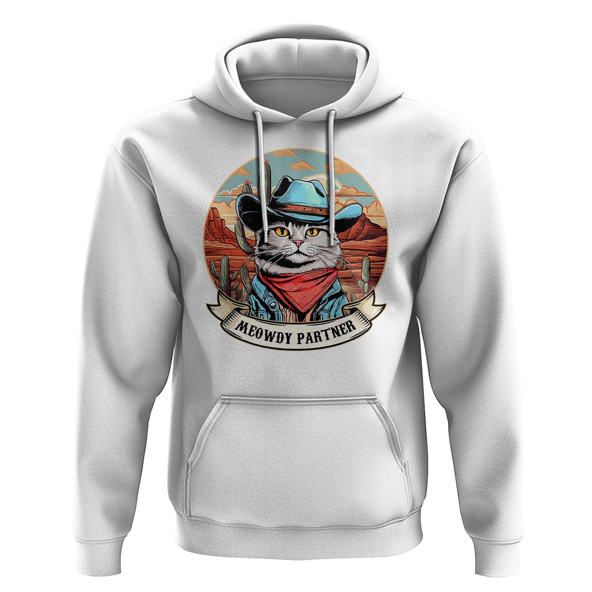 Meowdy Partner Hoodie Cowboy Cat Country Western Pet Owner - Wonder Print Shop