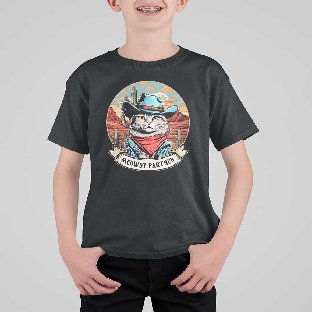 Meowdy Partner T Shirt For Kid Cowboy Cat Country Western Pet Owner - Wonder Print Shop