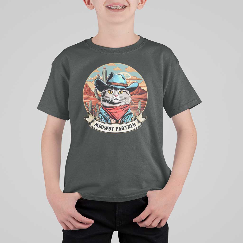 Meowdy Partner T Shirt For Kid Cowboy Cat Country Western Pet Owner - Wonder Print Shop