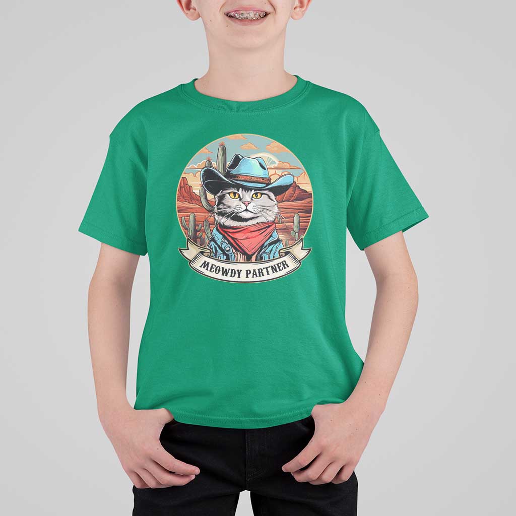 Meowdy Partner T Shirt For Kid Cowboy Cat Country Western Pet Owner - Wonder Print Shop