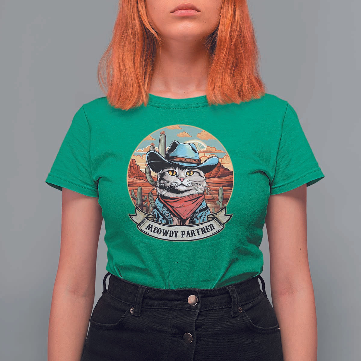 Meowdy Partner T Shirt For Women Cowboy Cat Country Western Pet Owner - Wonder Print Shop