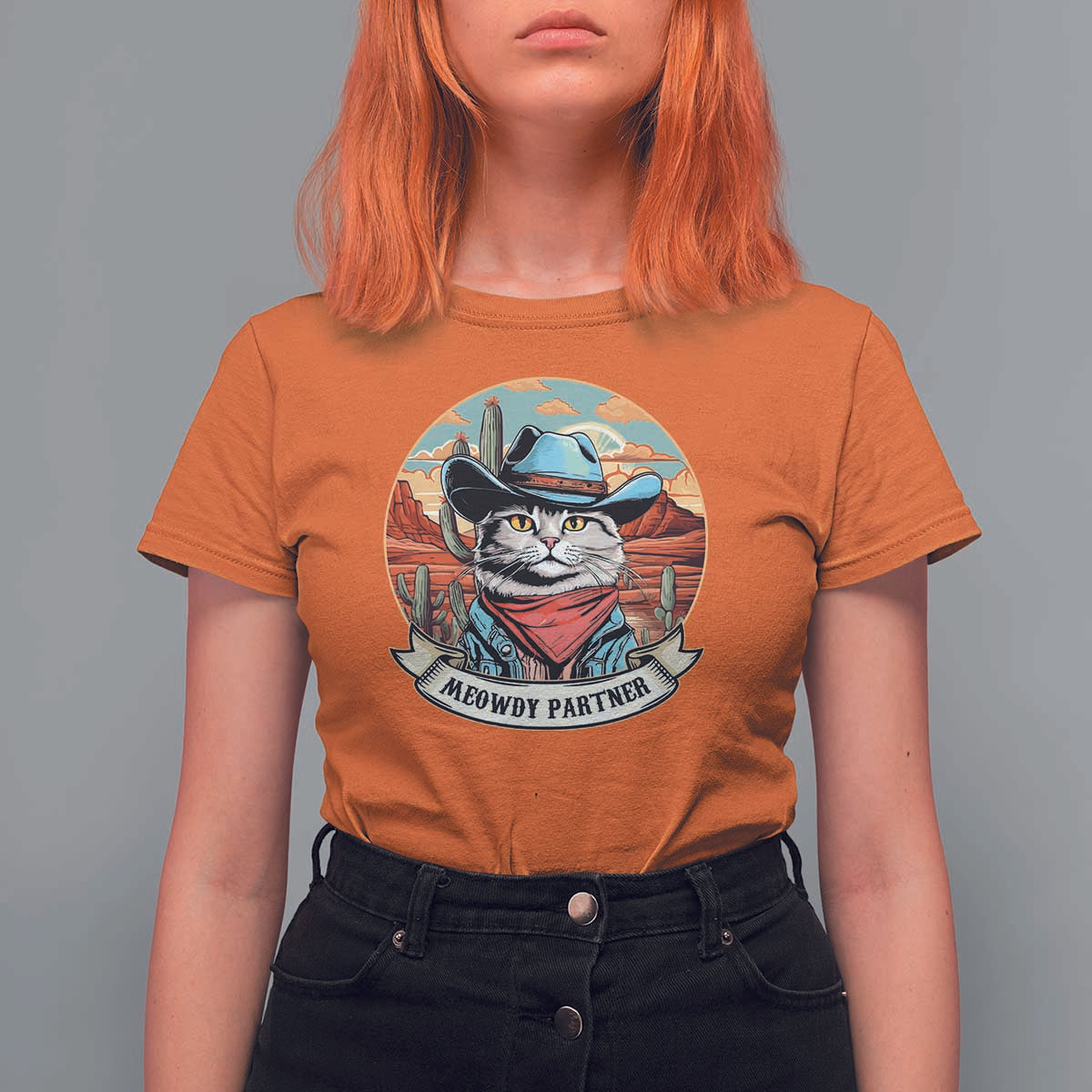 Meowdy Partner T Shirt For Women Cowboy Cat Country Western Pet Owner - Wonder Print Shop
