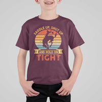 Rodeo Cowboy T Shirt For Kid Saddle Up Shut Up And Hold On Tight Western Bronc Riding - Wonder Print Shop