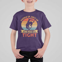 Rodeo Cowboy T Shirt For Kid Saddle Up Shut Up And Hold On Tight Western Bronc Riding - Wonder Print Shop