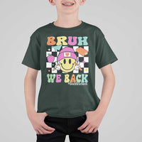Bruh We Back T Shirt For Kid Back To School Retro Groovy Smiley Face - Wonder Print Shop