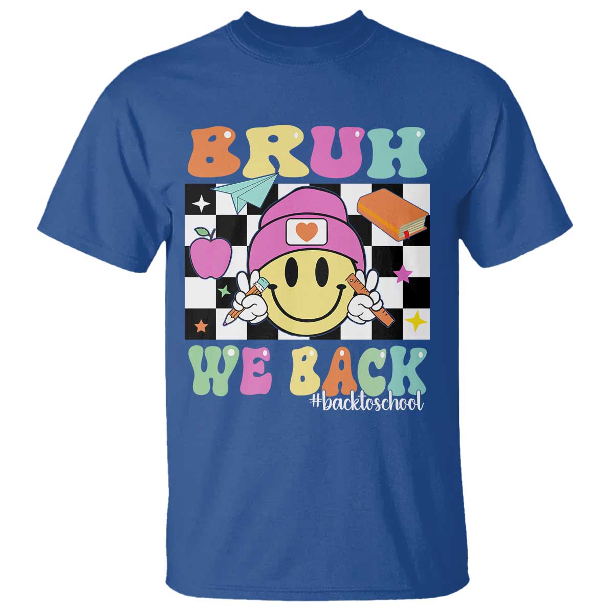 Bruh We Back T Shirt Back To School Retro Groovy Smiley Face - Wonder Print Shop