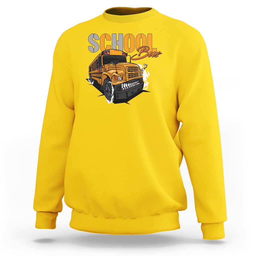 School Bus Sweatshirt Yellow Cool Bus Back To School - Wonder Print Shop