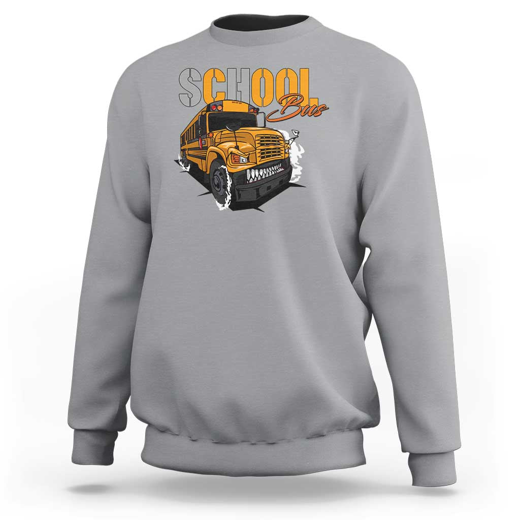 School Bus Sweatshirt Yellow Cool Bus Back To School - Wonder Print Shop