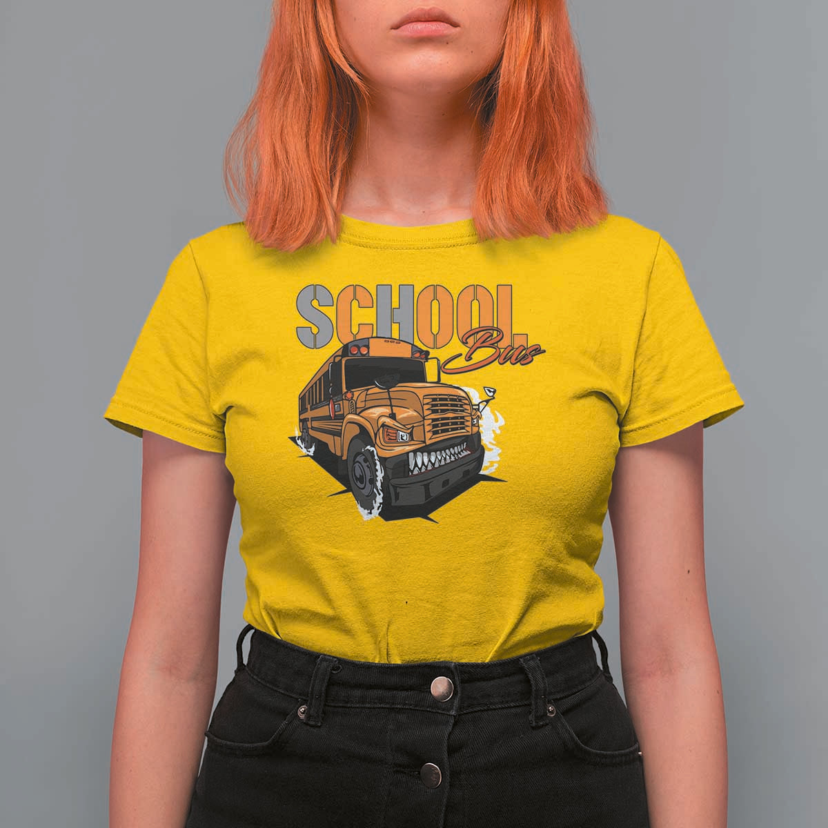 School Bus T Shirt For Women Yellow Cool Bus Back To School - Wonder Print Shop