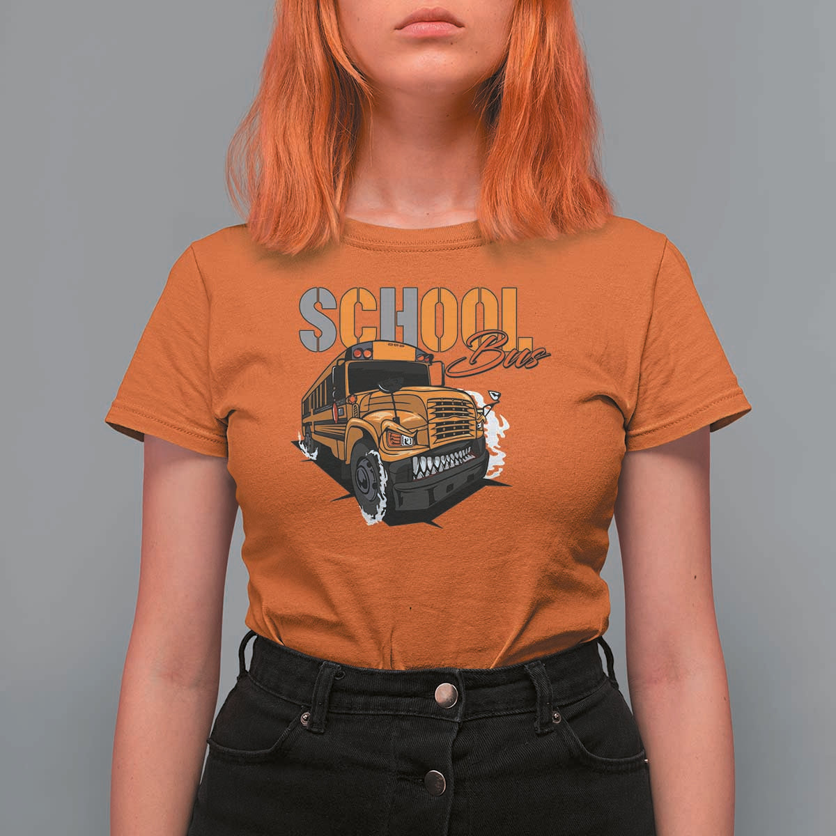 School Bus T Shirt For Women Yellow Cool Bus Back To School - Wonder Print Shop