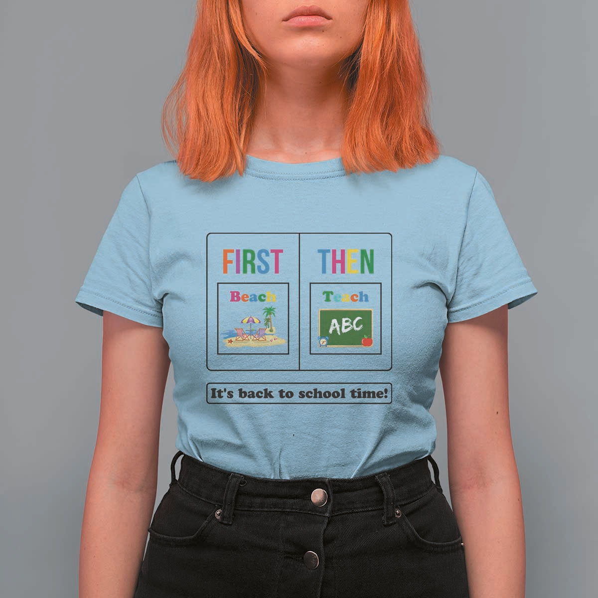 Teacher T Shirt For Women First Beach Then Teach It's Back To School Time - Wonder Print Shop