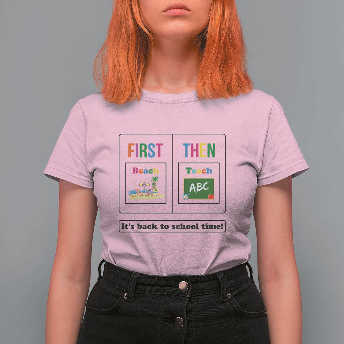 Teacher T Shirt For Women First Beach Then Teach It's Back To School Time - Wonder Print Shop