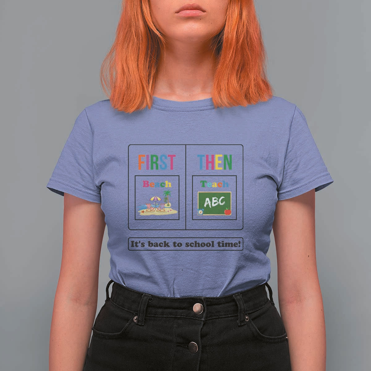 Teacher T Shirt For Women First Beach Then Teach It's Back To School Time - Wonder Print Shop