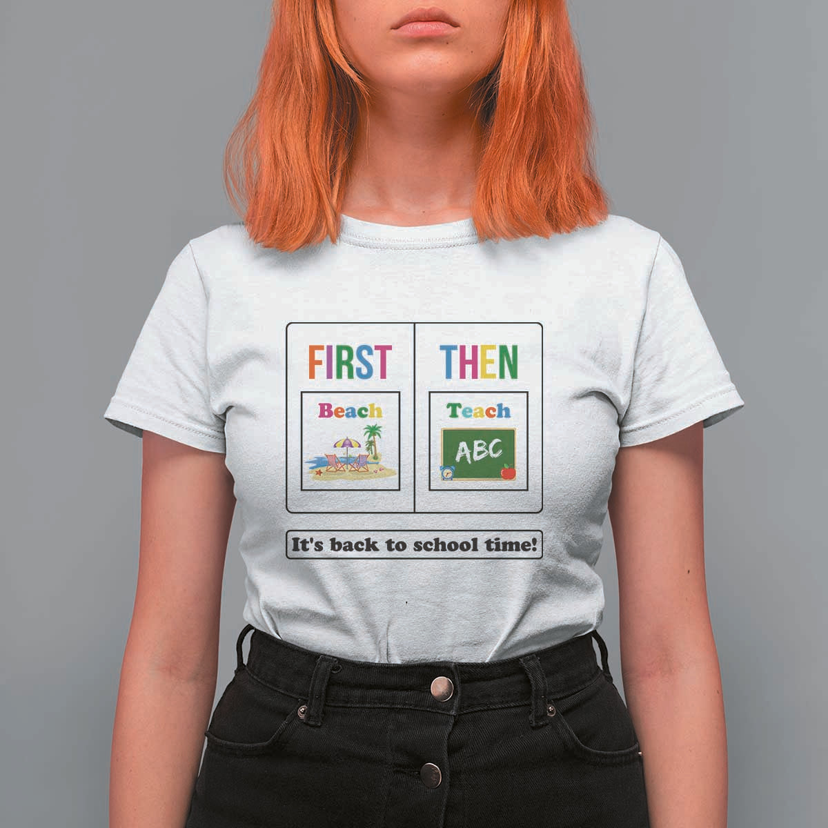 Teacher T Shirt For Women First Beach Then Teach It's Back To School Time - Wonder Print Shop