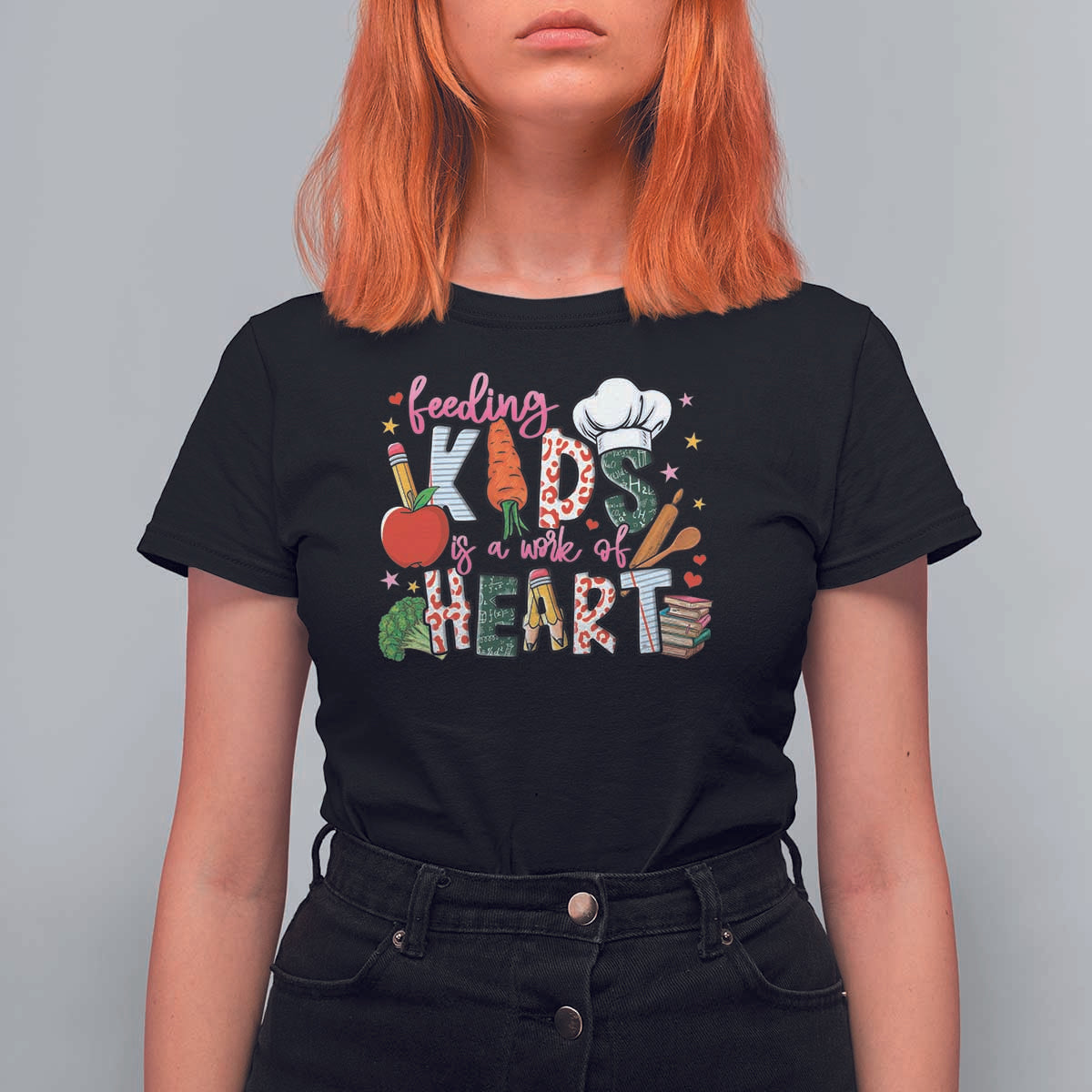 Lunch Lady T Shirt For Women Feeding Kids Is A Work Of Heart - Wonder Print Shop