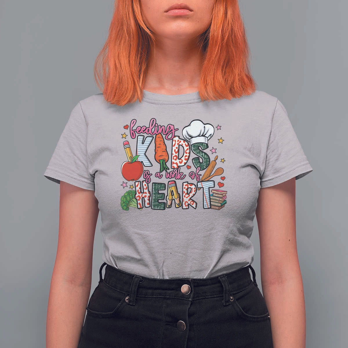 Lunch Lady T Shirt For Women Feeding Kids Is A Work Of Heart - Wonder Print Shop