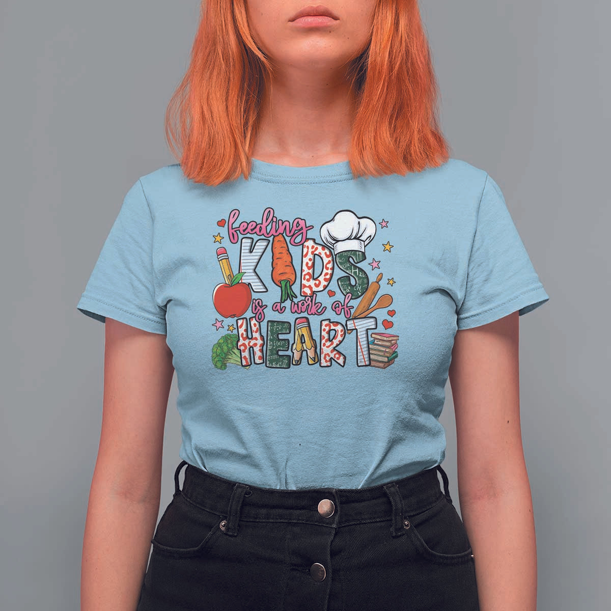 Lunch Lady T Shirt For Women Feeding Kids Is A Work Of Heart - Wonder Print Shop