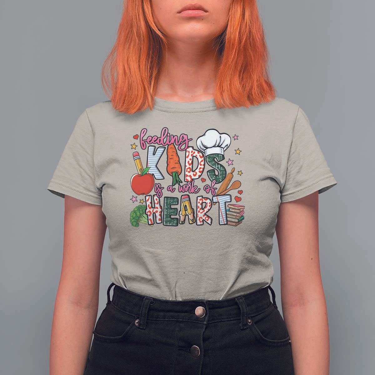 Lunch Lady T Shirt For Women Feeding Kids Is A Work Of Heart - Wonder Print Shop