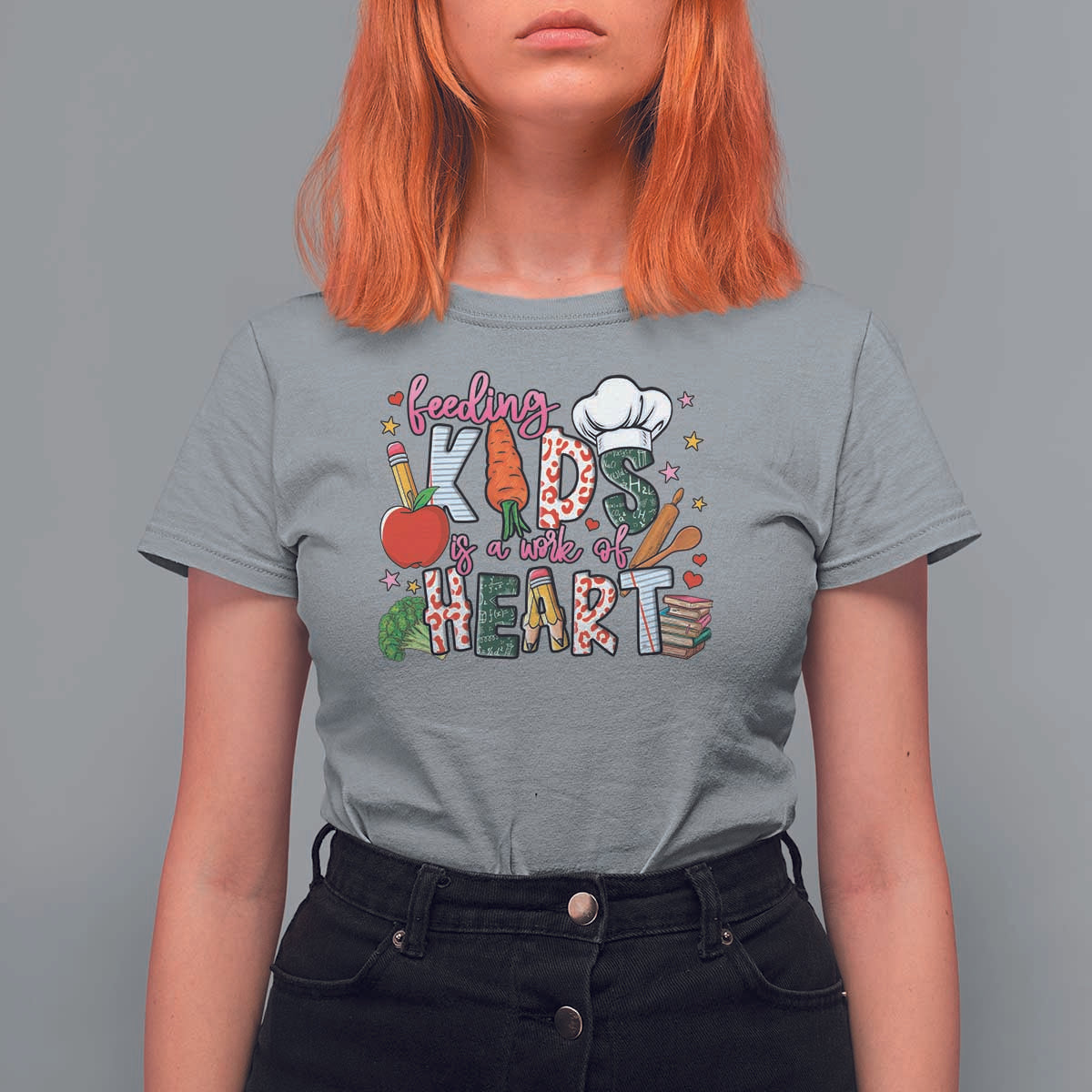 Lunch Lady T Shirt For Women Feeding Kids Is A Work Of Heart - Wonder Print Shop