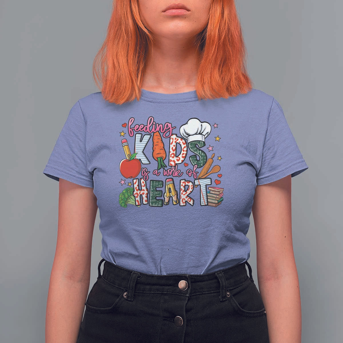 Lunch Lady T Shirt For Women Feeding Kids Is A Work Of Heart - Wonder Print Shop