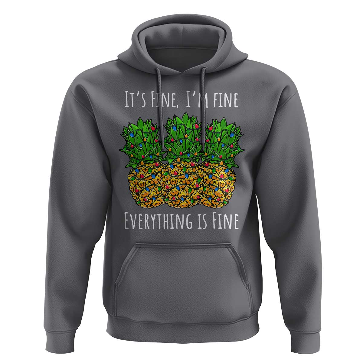Funny Christmas In July Pineapple Hoodie It's Fine I'm Fine Everything Is Fine - Wonder Print Shop
