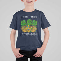Funny Christmas In July Pineapple T Shirt For Kid It's Fine I'm Fine Everything Is Fine - Wonder Print Shop