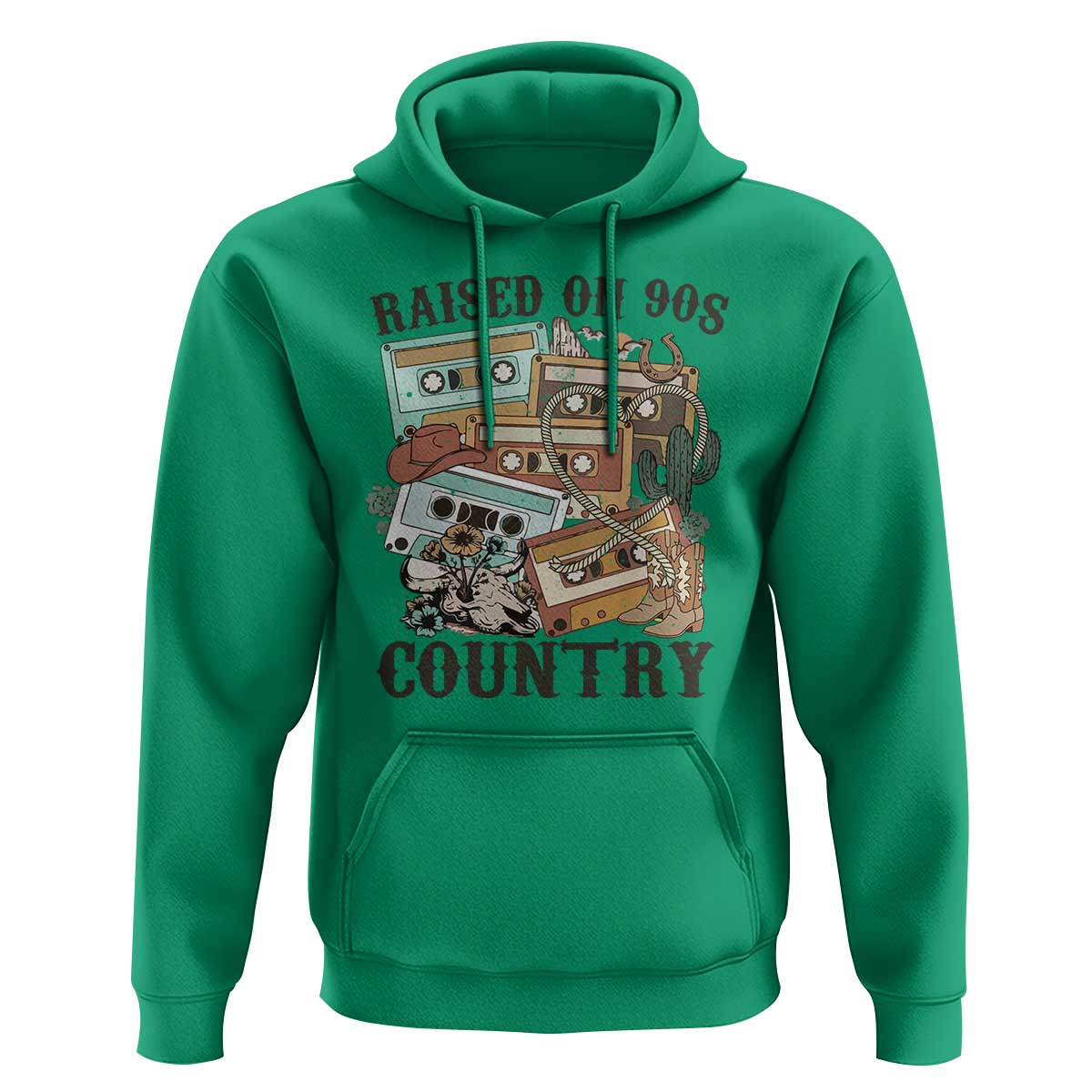 Funny Western Country Hoodie Raised On 90s Country Mixtape - Wonder Print Shop