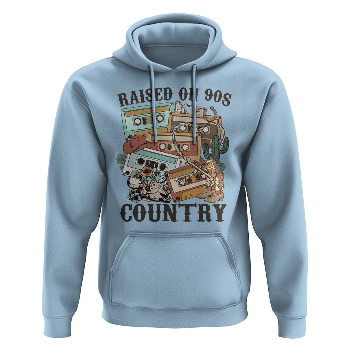 Funny Western Country Hoodie Raised On 90s Country Mixtape - Wonder Print Shop