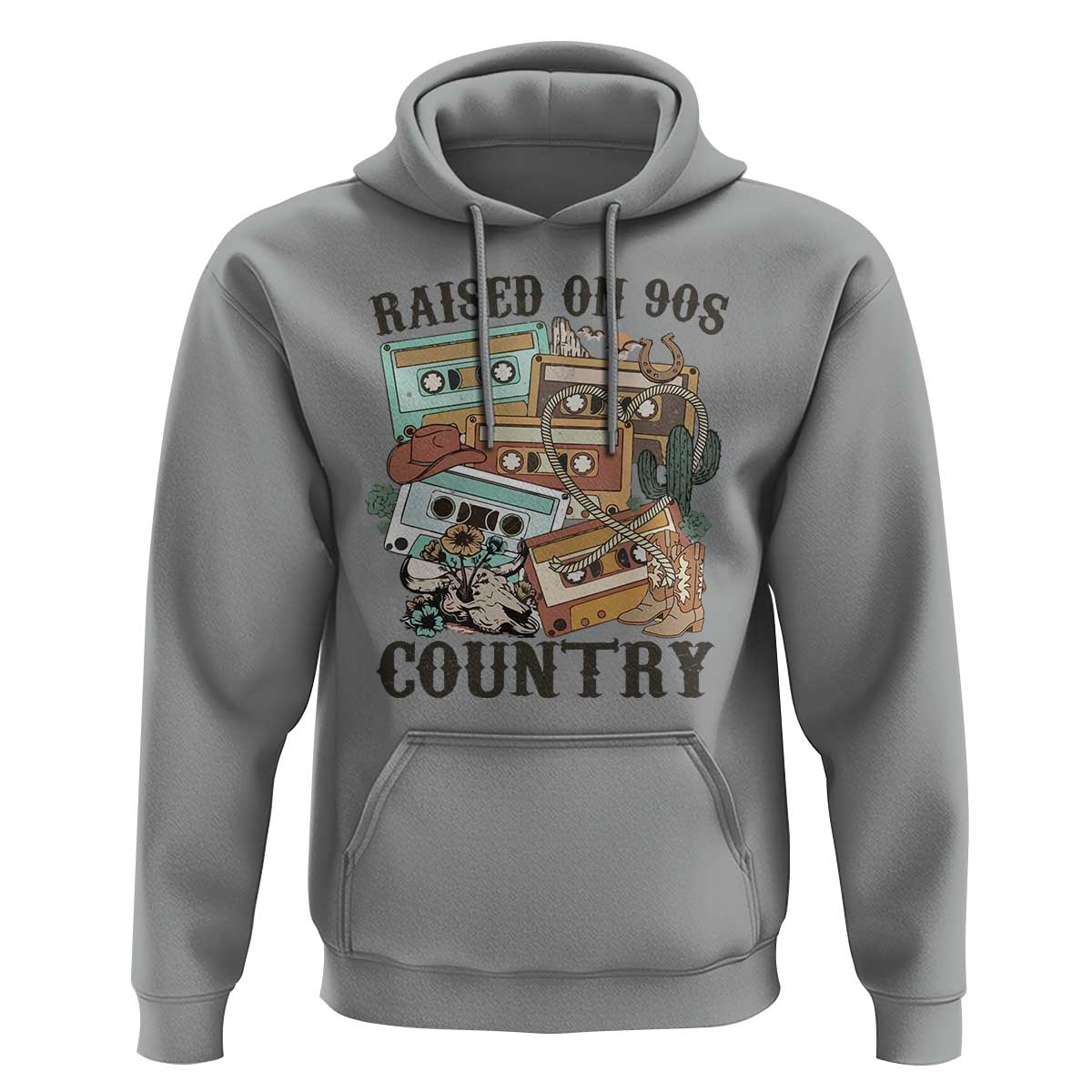 Funny Western Country Hoodie Raised On 90s Country Mixtape - Wonder Print Shop