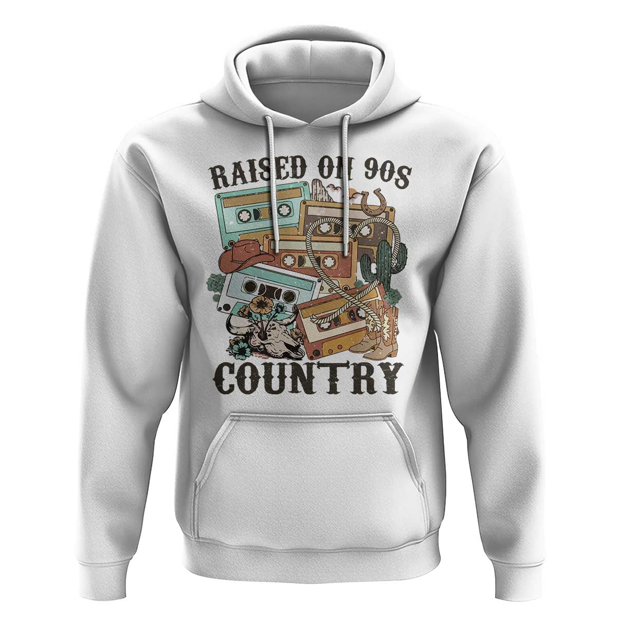 Funny Western Country Hoodie Raised On 90s Country Mixtape - Wonder Print Shop