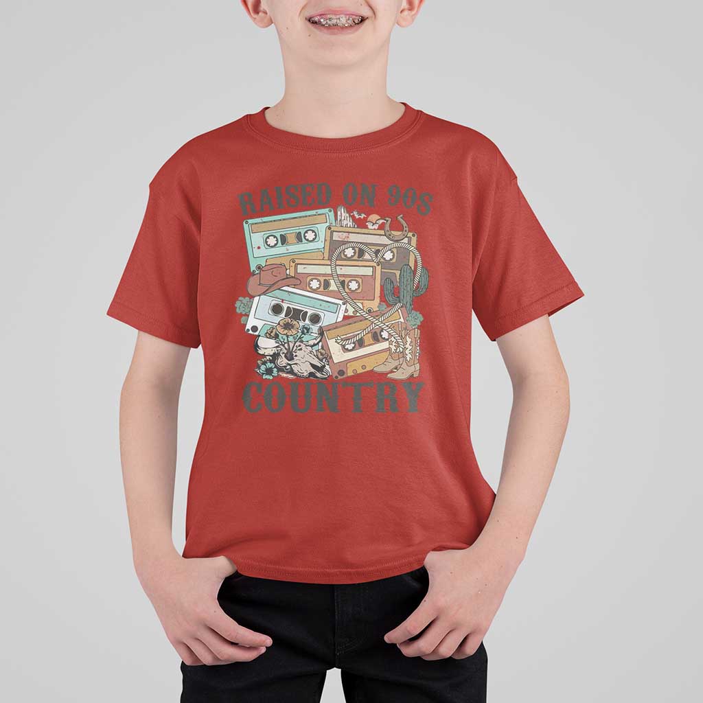 Funny Western Country T Shirt For Kid Raised On 90s Country Mixtape - Wonder Print Shop
