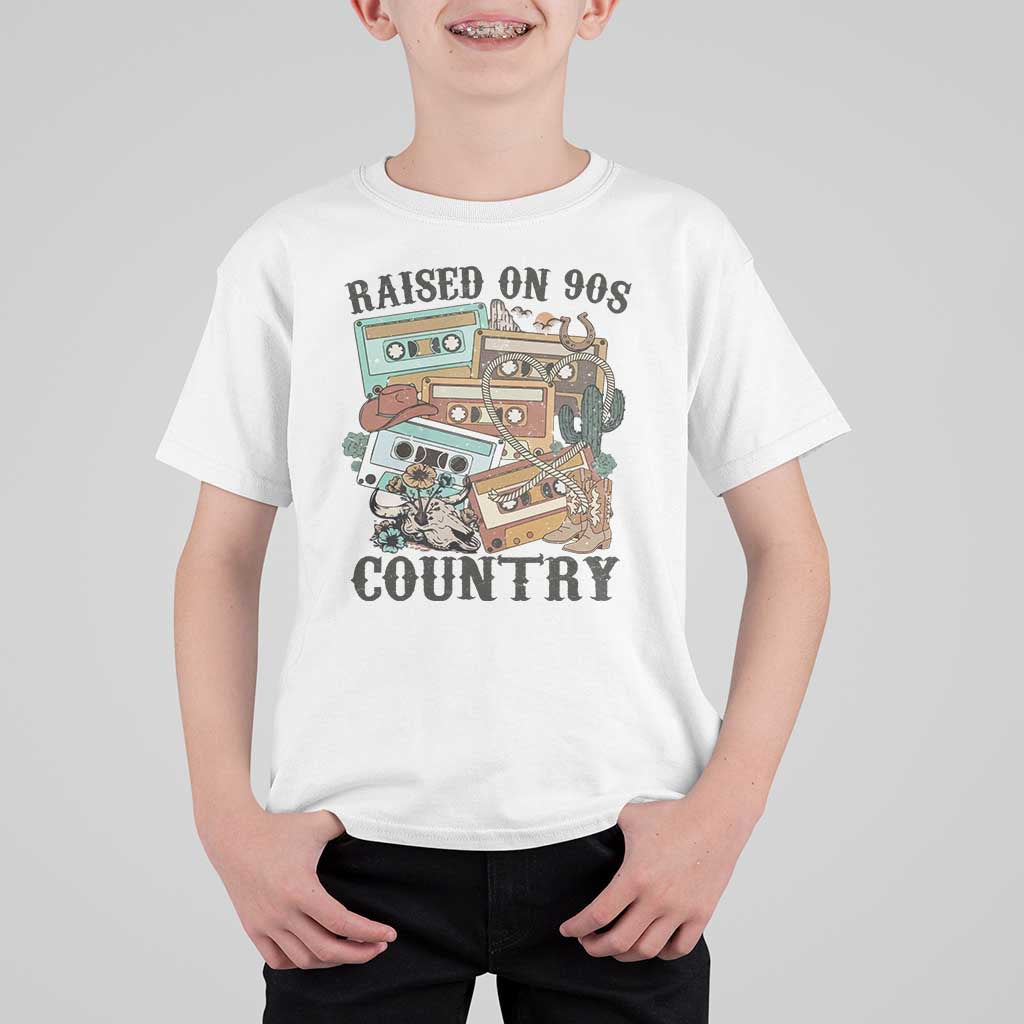 Funny Western Country T Shirt For Kid Raised On 90s Country Mixtape - Wonder Print Shop