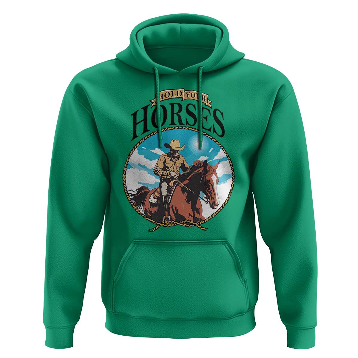 Funny Western Country Hoodie Hold Your Horses Cowboy Rodeo - Wonder Print Shop
