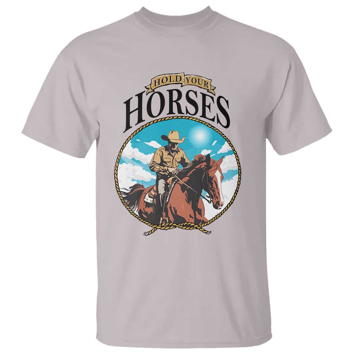 Funny Western Country T Shirt Hold Your Horses Cowboy Rodeo - Wonder Print Shop