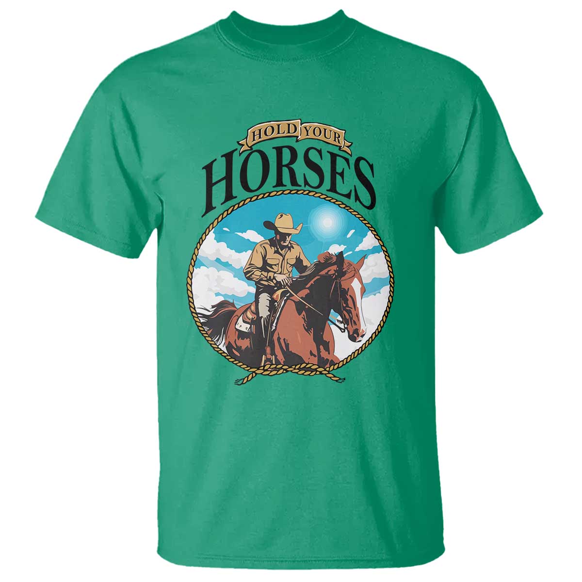 Funny Western Country T Shirt Hold Your Horses Cowboy Rodeo - Wonder Print Shop