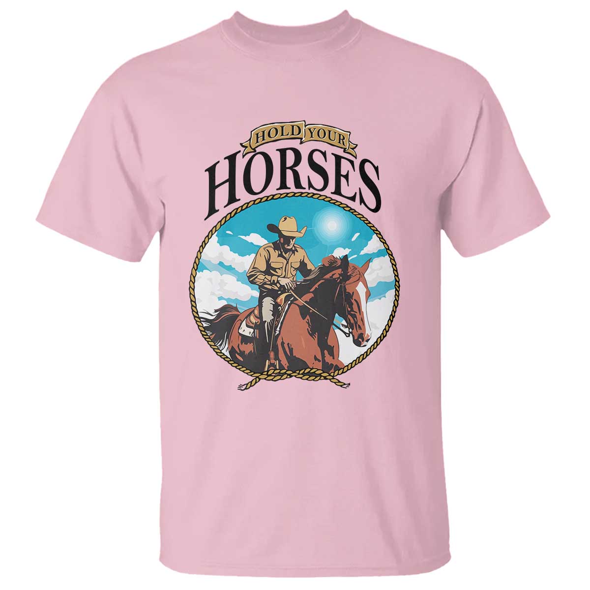 Funny Western Country T Shirt Hold Your Horses Cowboy Rodeo - Wonder Print Shop