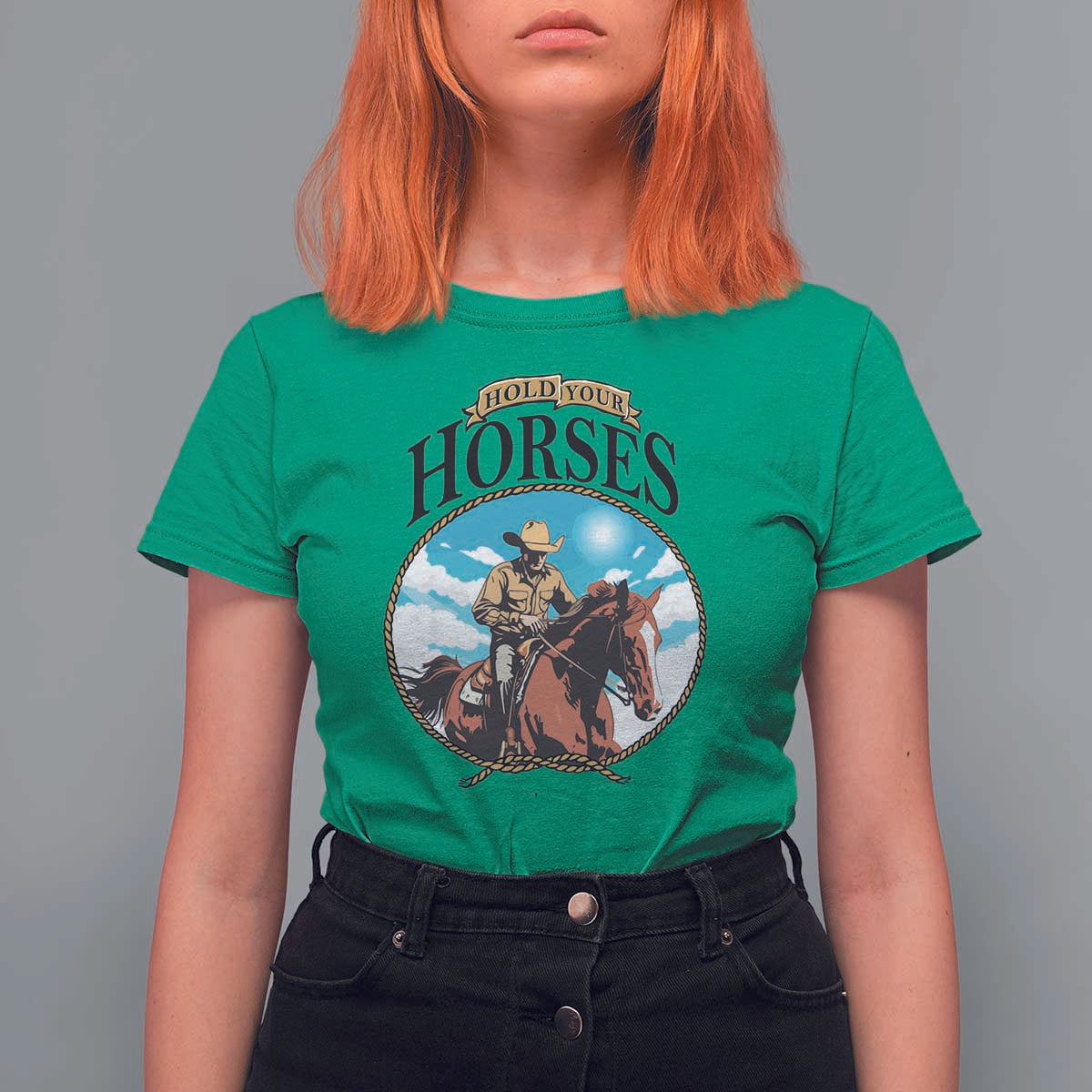 Funny Western Country T Shirt For Women Hold Your Horses Cowboy Rodeo - Wonder Print Shop