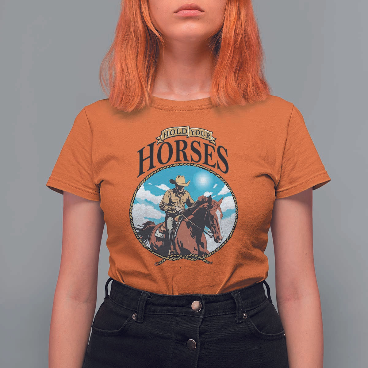 Funny Western Country T Shirt For Women Hold Your Horses Cowboy Rodeo - Wonder Print Shop