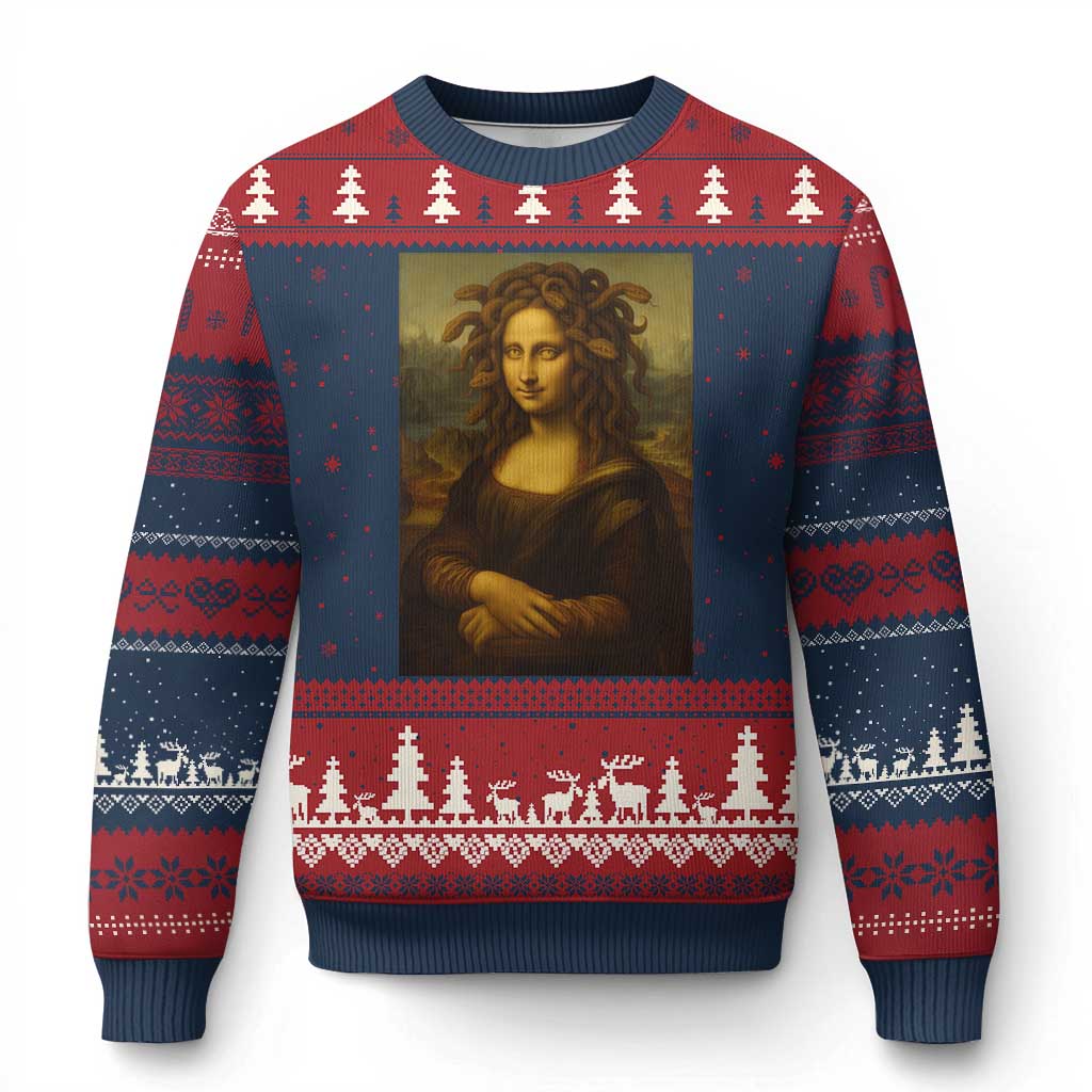 Medusa Mona Lisa Ugly Christmas Sweater Greek Mythology Ancient - Wonder Print Shop