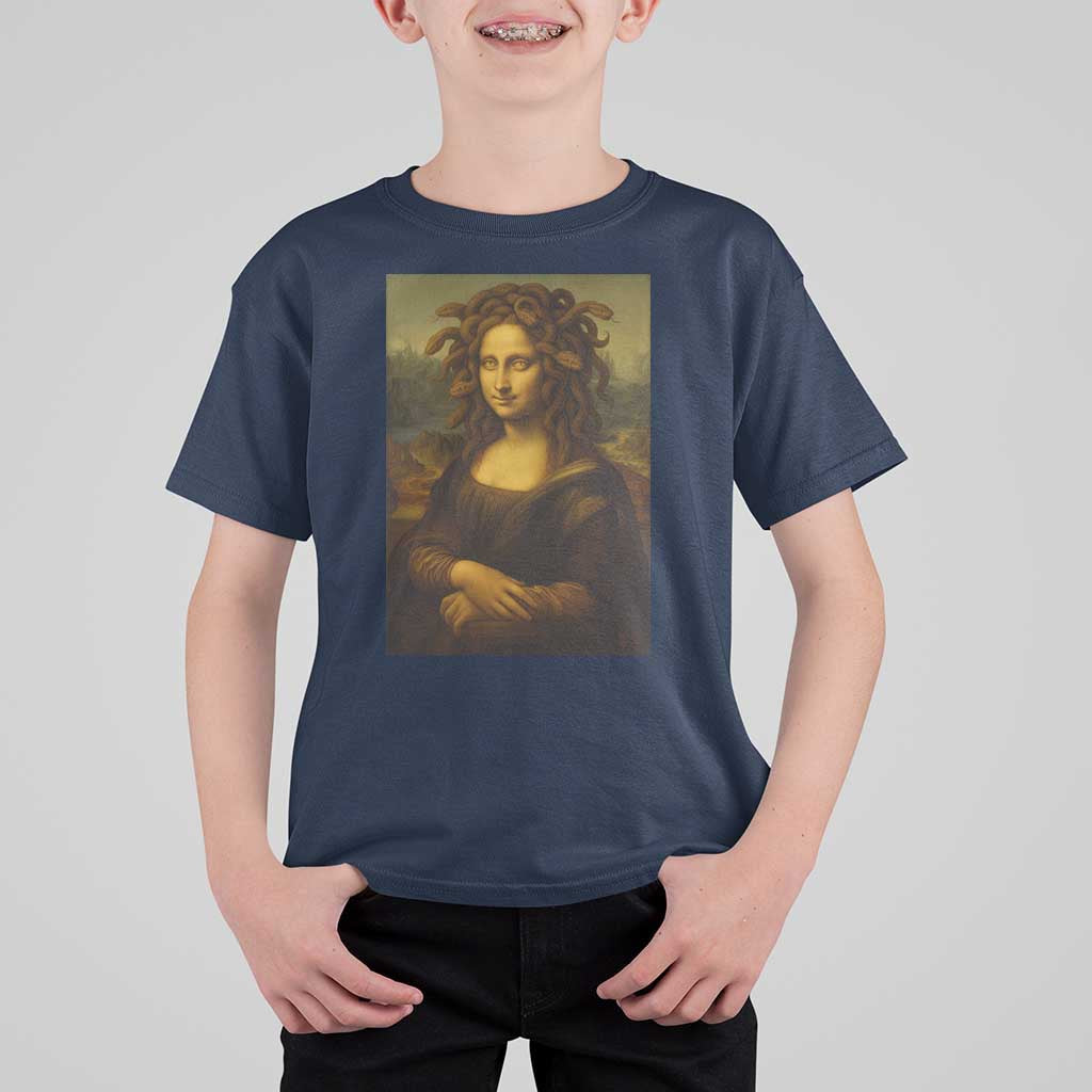 Medusa Mona Lisa T Shirt For Kid Greek Mythology Ancient - Wonder Print Shop