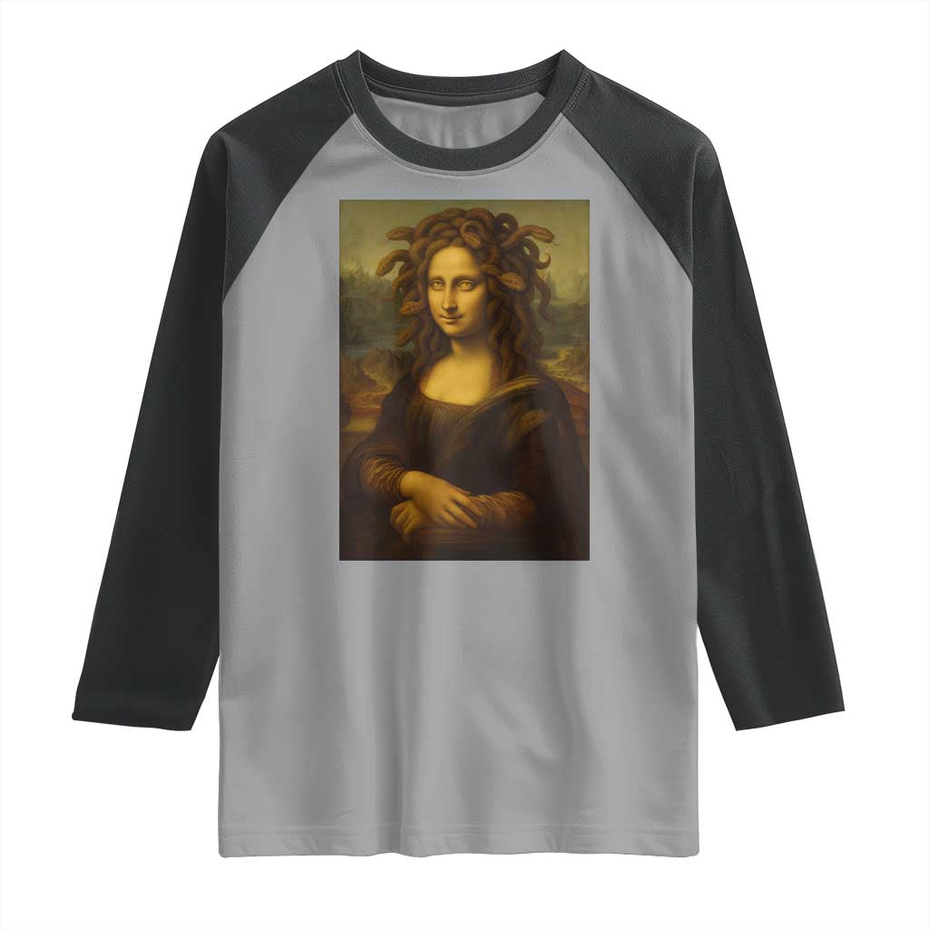 Medusa Mona Lisa Raglan Shirt Greek Mythology Ancient - Wonder Print Shop